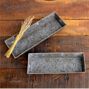 Classic Hand-made Design Galvanized Metal Serving <b>Tray</b> Set of 2 for Flat Homeware & Hotels <b>Dinner</b> Servings - Product Image 2