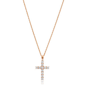 <b>Cross</b> Design Zircon Stone Charm <b>Necklace</b> Pendant Turkish Wholesale Handcrafted 925 Sterling <b>Silver</b> Jewelry - Product Image 1