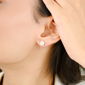 Bijoux de haute qualité princesse et marquise coupe diamant naturel boucles d'oreilles rondes bijoux minimaux solide or blanc 18 carats - Product Image 4