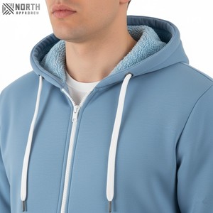 Sudaderas con capucha personalizadas para hombre 100% algodón 450 Gsm Heavyweight Oversized Winter Zip Up Drop Shoulder Sudaderas con capucha para hombre Reversible - Product Image 4
