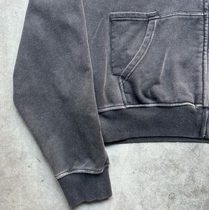 OEM Custom Manufacturer Wholesale 500 Gsm Oversized <b>Black</b> Screen Print Men Vintage Zip up Acid Wash Cropped <b>Hoodie</b> - Product Image 4