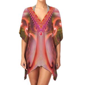 Vestido caftán de moda con estilo para mujer, longitud corta, cuello en V, tela ligera transpirable, ropa de fiesta informal de verano, Sexy Digital - Product Image 3