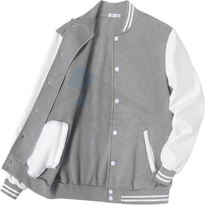 Vestes universitaires personnalisées de luxe pour hommes Vestes Letterman de baseball avec logo brodé à manches longues Lettres en chenille Gris - Product Image 6