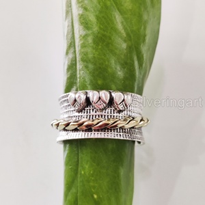 Infinity Spinner Band Bague de méditation Bague de pouce pour femme en argent sterling 925 Fidget Bijoux faits à la main Bague Spinner pour homme de Noël - Product Image 5