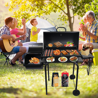 Fabricant professionnel de barbecue au charbon de bois en acier robuste et lourd avec chariot, fumoir de jardin en forme de baril pour l'extérieur
