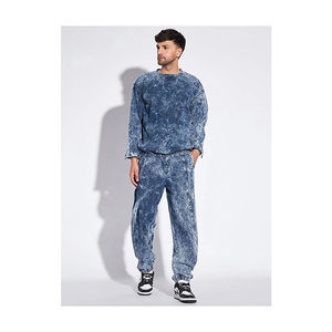 Ensemble jogging vintage en molleton d'hiver, deux pièces, impression sérigraphique DTG, survêtement évasé, délavé à l'acide, pour homme, 100% coton - Product Image 2