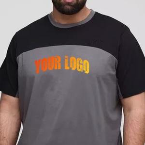 Camiseta con estampado personalizado para hombre, camiseta gruesa de algodón, cuello grueso, 100% camisetas de algodón, camiseta de gran tamaño con bloque de Color pesado para hombre - Product Image 2