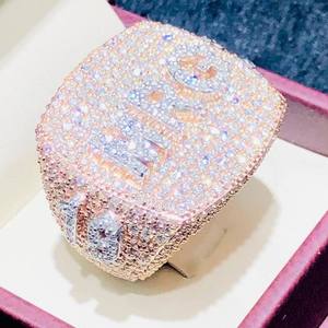 10.00Ct Hip Hop VVS Moissanite Rose Gold Round Cut Diamond <b>Iced</b> Out Anniversary <b>Ring</b> For Men's 925 Sterling Silver - Product Image 1