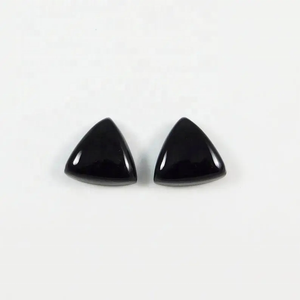 Hot Selling 10mm Natural Black Onyx Trillion Flat Back Calibrated Loose Cabochon Gemstone DIY For Jewelry Making <b>Ring</b> Pendant - Product Image 2