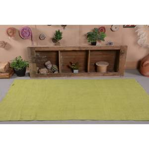 Tapis turc vintage moderne 4.1 X 7.4ft grande surface rectangle classique motif abstrait laine verte support en latex tapis de chambre vert - Product Image 1