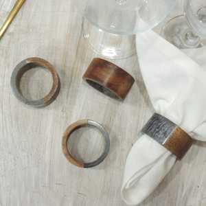 Resin and Wood Eco-Friendly Stocked Napkin Rings for Party and Everyday Use Classic Design - Product Image 2