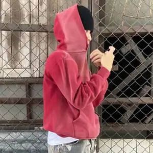 Hip Hop Street wear Sudaderas con capucha Hombres Púrpura Bordado Cara completa Zip Up Sudadera con capucha Logotipo de marca personalizado Sudaderas con capucha para hombres - Product Image 6