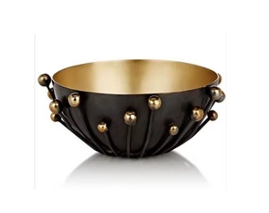 Le vendeur a recommandé un bol de service en fer métallique écologique enduit de poudre noire et un design personnalisé doré pour les tables de dîner - Product Image 1