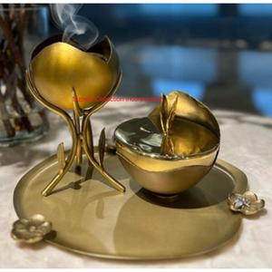 Cuenco de Metal hecho a mano con Interior dorado en soporte de rama artística, Bakhoor quemador, centro de mesa para decoración moderna del hogar - Product Image 2