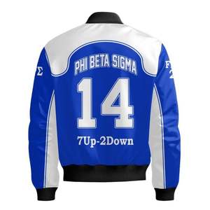 Chaqueta Griega Azul Satinada Phi Beta Sigma 1914, Estilo Universitario Big Sigma, Ropa Universitaria Personalizada de Calidad - Product Image 5