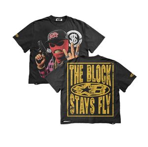 Fabricación personalizada con logotipo personalizado Streetwear Vintage calidad serigrafía camisetas DTF/DTG peso pesado diamantes de imitación camisetas para hombres - Product Image 1