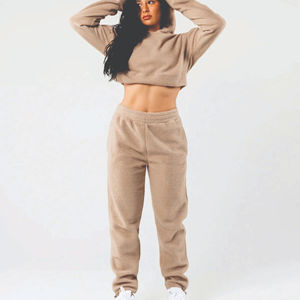 Veste polaire Sherpa en peluche mignonne pour femmes capuche légère brodée hiver sweat à capuche court chaud avec cordon de serrage avant conception à glissière - Product Image 2