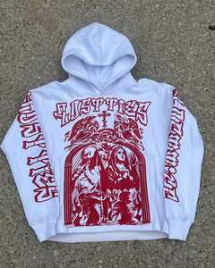 เสื้อฮู้ดสำหรับผู้ชายเสื้อมีฮู้ดผ้าซักลายปักปักลายสไตล์สตรีทแวร์ผ้าซีดจางมีซิปไซส์ใหญ่พิเศษ - Product Image 4