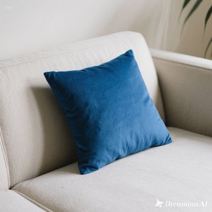 Coussin décoratif doux d'oreiller carré bleu pour canapé et lit - Product Image 4