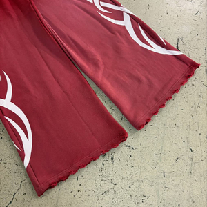 OEM Ensemble sweat à capuche délavé sérigraphié personnalisé pour hommes Pantalon de survêtement évasé à double gaspillage Survêtement de survêtement pour l'hiver - Product Image 5