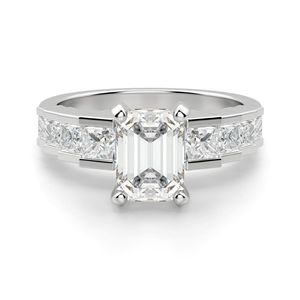 Bague de fiançailles pour femme Emerald Cut Step Set - Product Image 1