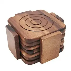 Vente directe d'usine, sous-verre carré en bois de noyer classique, nouveau design personnalisé, 4 pouces, écologique, pour tables basses, hôtels, restaurants - Product Image 1