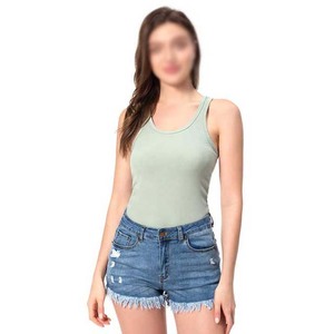 Femmes grande taille sans manches gilet entraînement débardeurs sports d'été coton/bambou fibre décontracté imprimé/solide toutes tailles Pakistan - Product Image 4