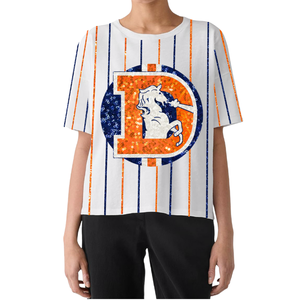 Hot-Selling O-Neck Game Day T-<b>Shirts</b> <b>for</b> <b>Women</b> Custom Theme Fashionable Flashy Sequined Embroidered <b>Loose</b> Cotton Casual Summer - Product Image 5