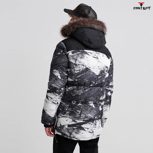 Nuevo diseño personalizado de alta calidad impermeable a prueba de viento con capucha cremallera de talla grande chaqueta de esquí impresa para hombres de invierno - Product Image 2