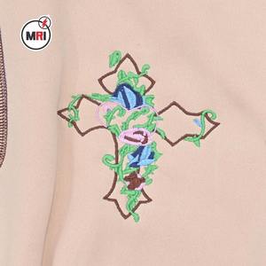 Sudadera lisa de manga larga y cuello redondo con logotipo personalizado bordado algodón polar tejido sudadera holgada para mujer - Product Image 3