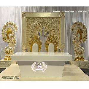 Accesorios de decoración de escenario de compromiso para boda, decoración de escenario de aspecto blanco a la moda, para recepción de boda india, escenario blanco - Product Image 1