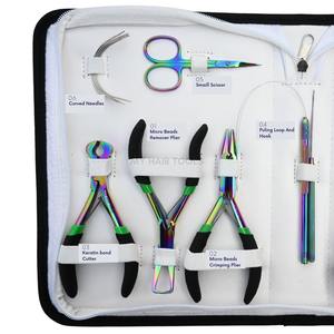 Kit d'outils d'installation d'extensions de cheveux comprenant un coupe-adhésif antidérapant, des pinces à sertir, un enfileur de boucle, un crochet - Product Image 3