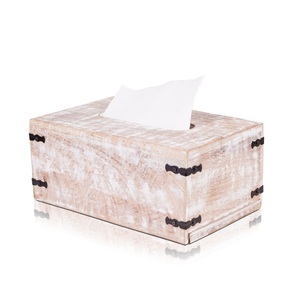 Dispensador Rectangular de Pañuelos de Madera con Fondo de Mango Rústico, Cubierta de Caja de Pañuelos para Baño, Cocina, Oficina y Sala de Estar - Product Image 4