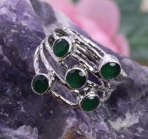 925แหวนเงินสเตอร์ลิงสีเขียวนิลสปินเนอร์เงินสเตอร์ลิงทำด้วยมือเครื่องประดับอัญมณีทรงหลังเบี้ยธรรมชาติเครื่องประดับแหวนประทับ925 - Product Image 3