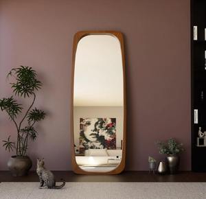 Espejo de Pared Grande Asimétrico con Marco de Madera Ecológico Hecho a Mano, Diseño Moderno para Sala de Estar y Baño, Precio Económico - Product Image 4