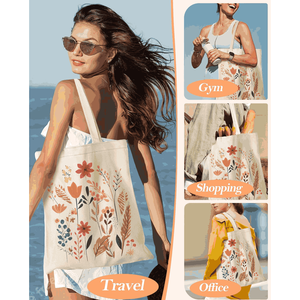 Logo personnalisé usage quotidien grande capacité sacs à main toile fourre-tout épaule coton sac tissu réutilisable Shopping Eco décontracté plage - Product Image 5