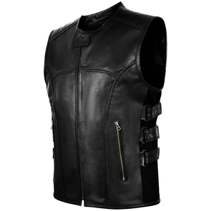 เสื้อกั๊กหนังสำหรับผู้ชายสีทึบดีไซน์โลโก้ตามสั่งความยาวปกติ - Product Image 6