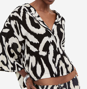 Sublimation design crop <b>top</b> Heavyweight Sand-Washed Silk Draped and <b>Silky</b>, Long-Sleeved Satin Shirt With Large Collar shirt - Product Image 1