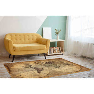 Alfombras con Mapas del Viejo Mundo, Alfombra con Mapa Vintage, Alfombra Pequeña y Suave, Chenilla Marrón, Alfombra Suave No Tejida - Product Image 3