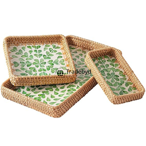 หวายสานทำด้วยมือถาดเก็บของเคลื่อนย้ายได้พรีเมี่ยมทันสมัย - Product Image 4