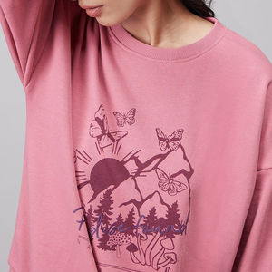 เสื้อสเวตเชิ้ตแขนยาวทรงหลวม คอกลม ทรงปกติ ผ้าฝ้าย 100% พิมพ์ลายดิจิทัลด้านหน้า ระบายอากาศได้ดี เหมาะสำหรับฤดูหนาว - Product Image 6