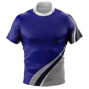 Cómodo diseñe su propio logotipo Camiseta de rugby de media manga Venta caliente Cómodo Hombres Rugby Jersey Camisetas Tops Servicio OEM - Product Image 6