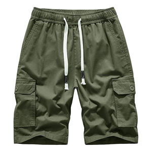 Joggers Men's Cargo <b>Shorts</b> Elastic Waist Drawstring Summer Casual Cotton Twill Work Breathable Solid Embroidered Knitted - Product Image 1