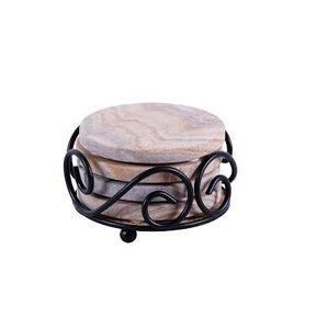 Classic Square Metal and Stone <b>Coaster</b> Stand Handmade Natural Best Price for Tea & Coffee Home Use Square Design on Sale - Product Image 5