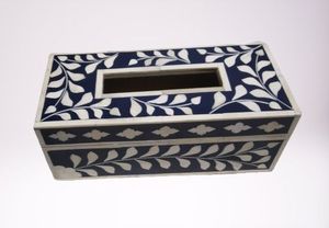 Caja de pañuelos de estilo óseo de lujo elegante resina tallada a mano o cubierta de incrustaciones de hueso Natural caja decorativa de gama alta - Product Image 3