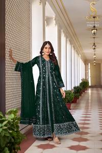 Vestido de trabajo de secuencia de seda Georgette de imitación pesado de último diseñador por Fab Zone - Product Image 4