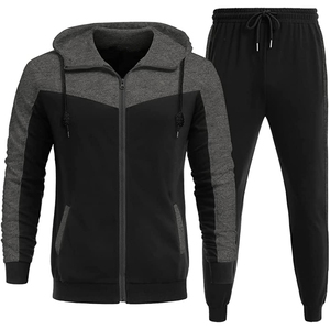 Conjunto Deportivo de Alta Calidad para Hombre, en Algodón Gris, Manga Larga, Cierre Completo, Informal, para Correr - Product Image 1