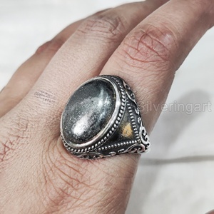 Nouvelle arrivée bague pour homme hématite naturelle pierre précieuse bague de naissance toutes tailles bijoux de noël ottoman bague en argent sterling 925 - Product Image 3