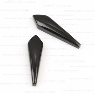 High Quality 10x30mm Natural <b>Black</b> <b>Onyx</b> Cabochon Long Kite Cut Flat Back Quartz Gemstone Calibrated Loose for Jewelry Making - Product Image 2