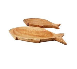 Vente en gros de plateau de service en bois d'acacia manguier en forme de poisson du fabricant dessus de table grandes assiettes et plats - Product Image 1